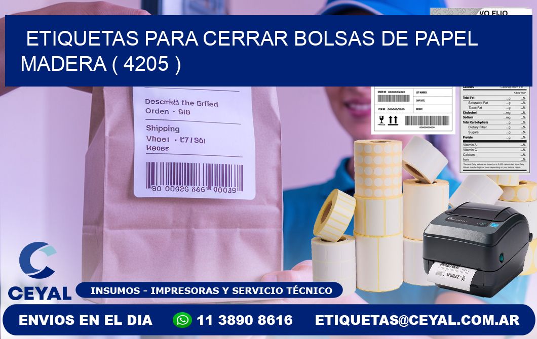 ETIQUETAS PARA CERRAR BOLSAS DE PAPEL MADERA ( 4205 )