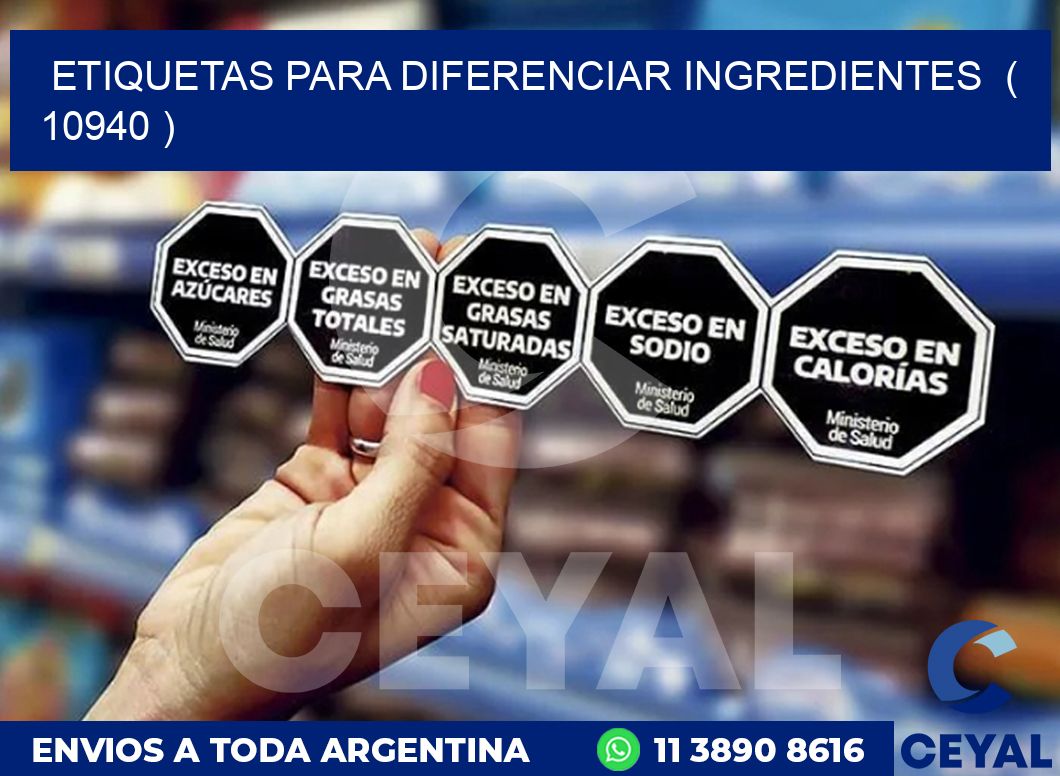 ETIQUETAS PARA DIFERENCIAR INGREDIENTES  ( 10940 )