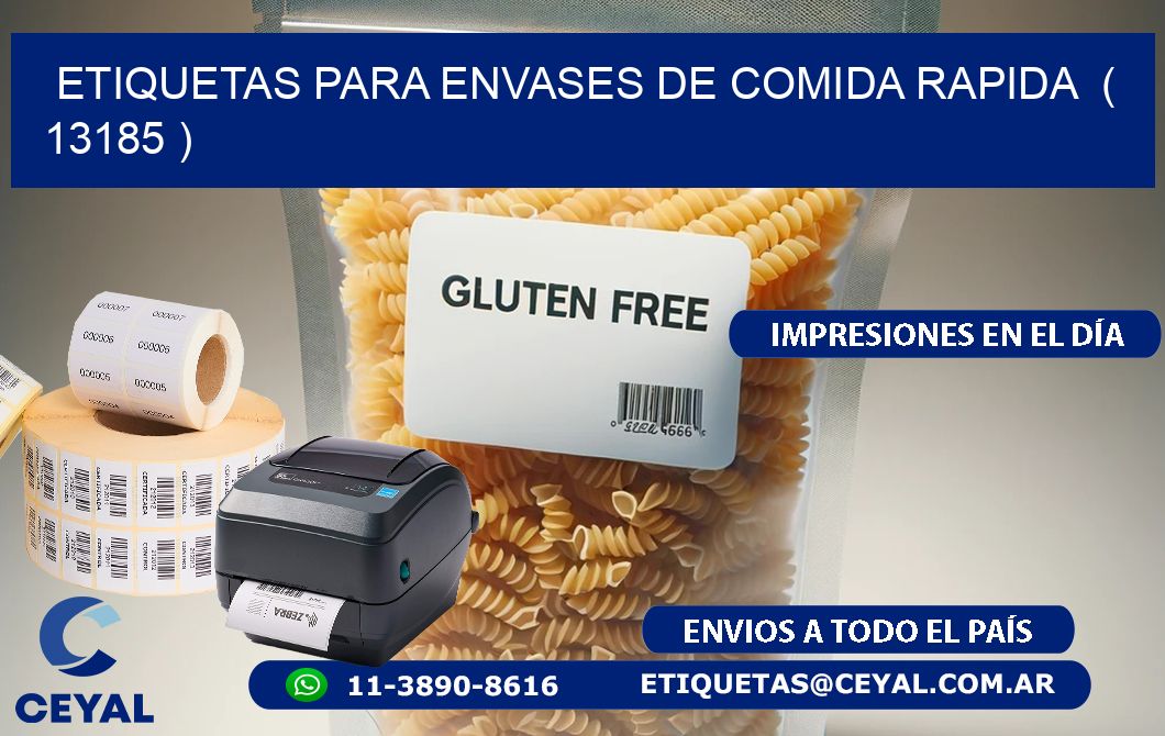 ETIQUETAS PARA ENVASES DE COMIDA RAPIDA  ( 13185 )