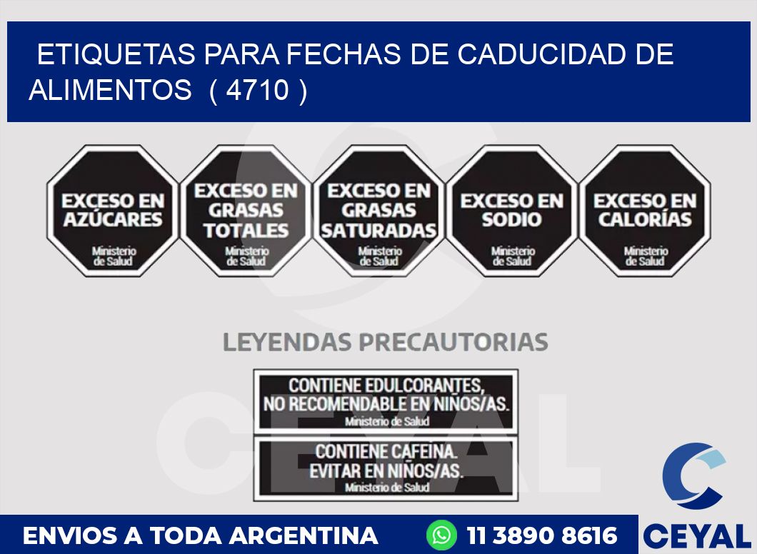 ETIQUETAS PARA FECHAS DE CADUCIDAD DE ALIMENTOS  ( 4710 )