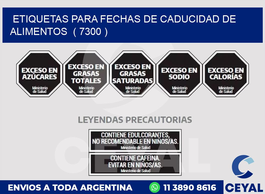 ETIQUETAS PARA FECHAS DE CADUCIDAD DE ALIMENTOS  ( 7300 )