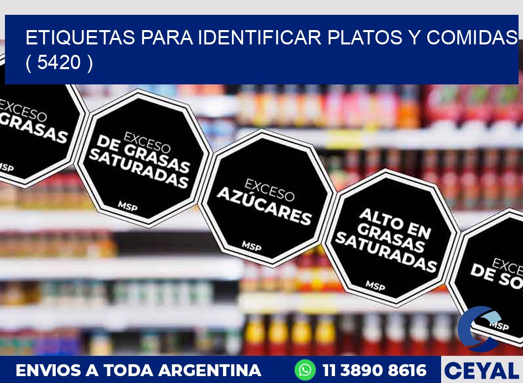 ETIQUETAS PARA IDENTIFICAR PLATOS Y COMIDAS  ( 5420 )