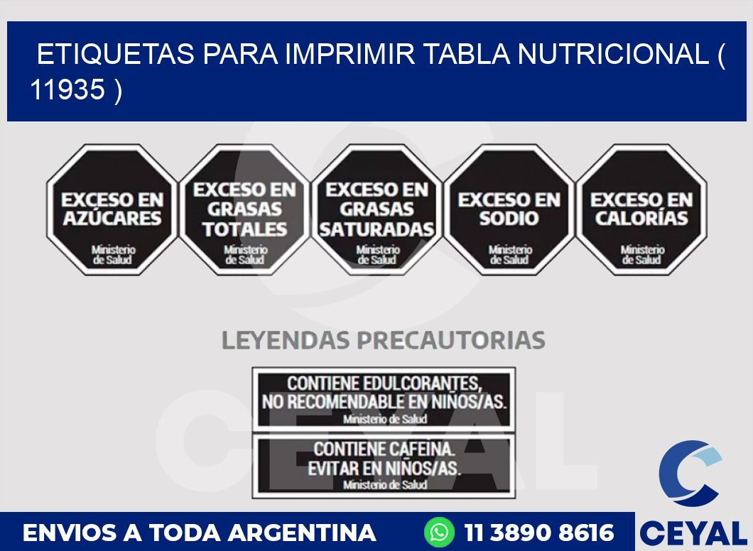 ETIQUETAS PARA IMPRIMIR TABLA NUTRICIONAL ( 11935 )