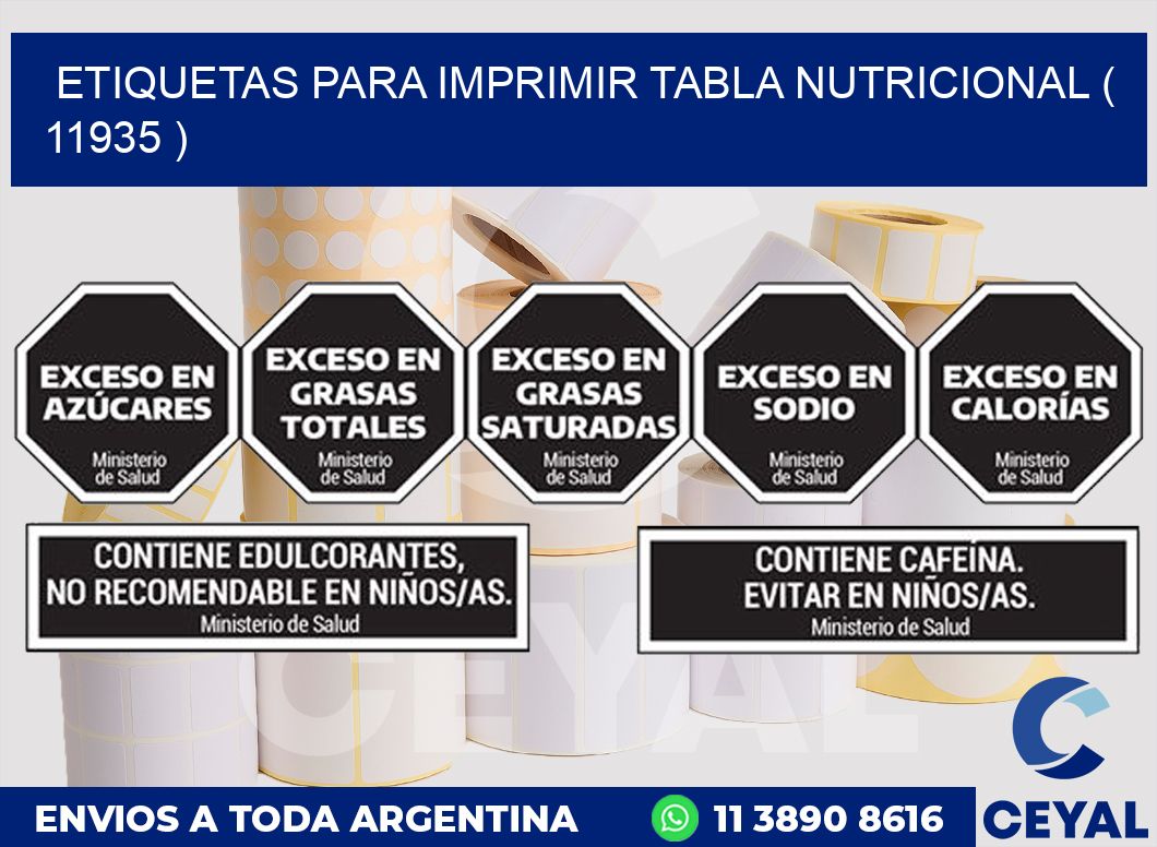 ETIQUETAS PARA IMPRIMIR TABLA NUTRICIONAL ( 11935 )