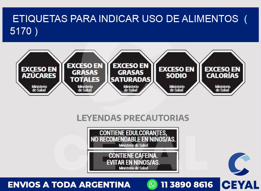 ETIQUETAS PARA INDICAR USO DE ALIMENTOS  ( 5170 )