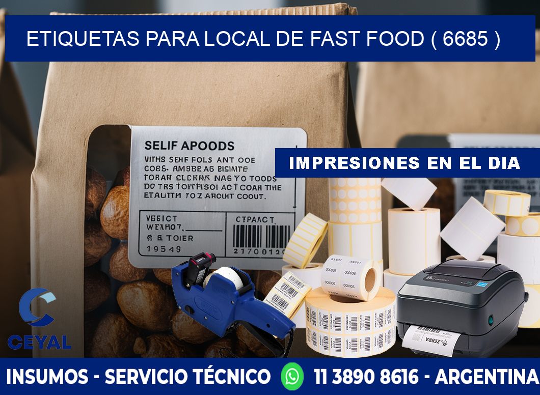 ETIQUETAS PARA LOCAL DE FAST FOOD ( 6685 )