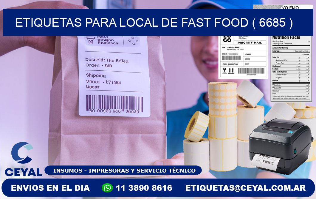 ETIQUETAS PARA LOCAL DE FAST FOOD ( 6685 )