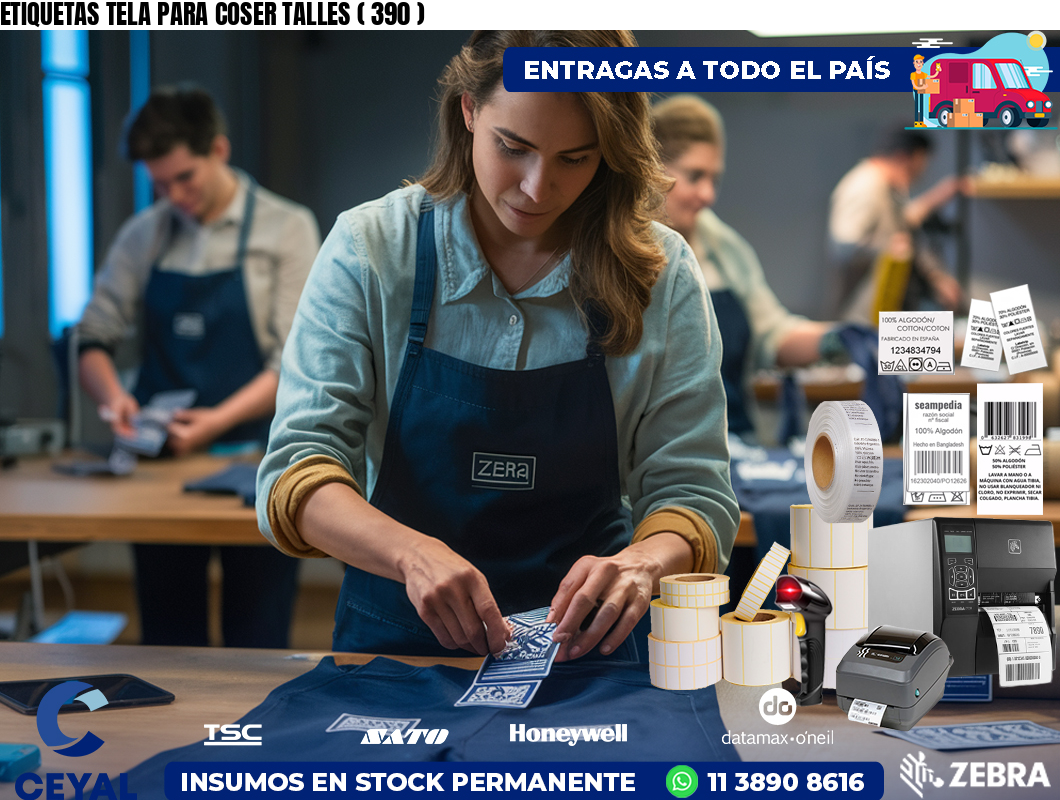 ETIQUETAS TELA PARA COSER TALLES ( 390 )