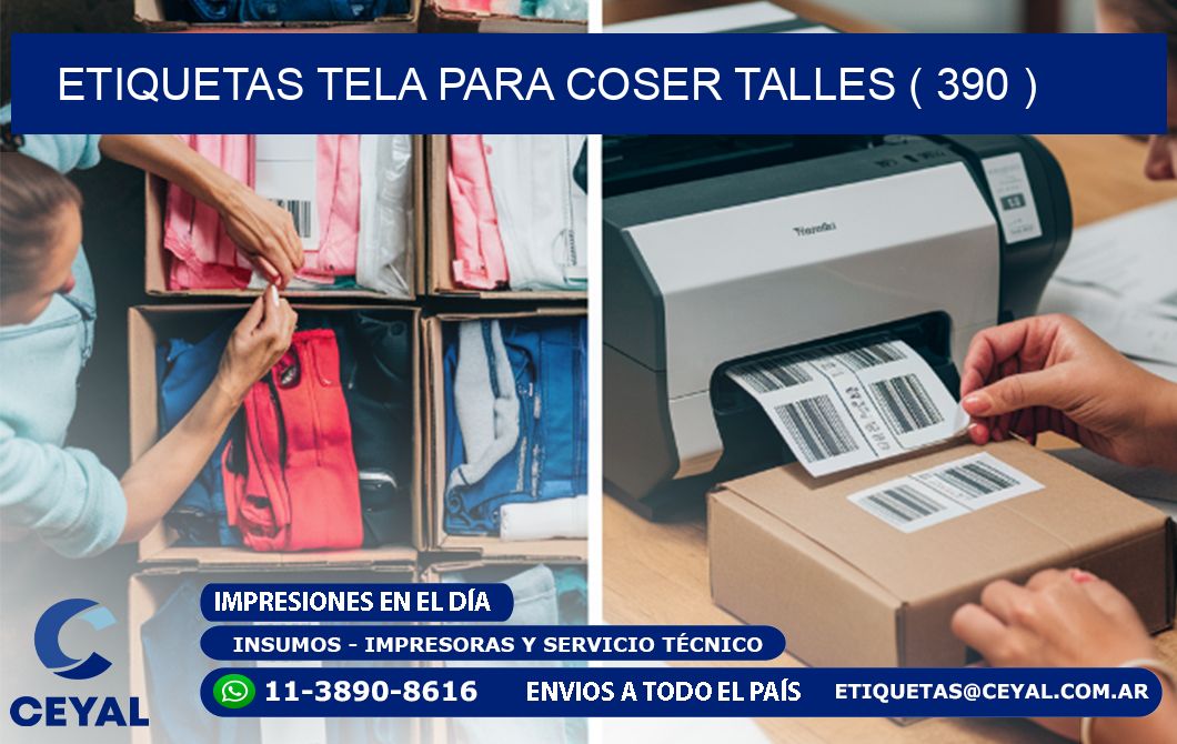 ETIQUETAS TELA PARA COSER TALLES ( 390 )