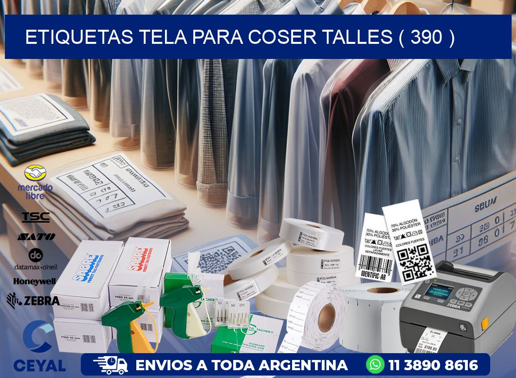 ETIQUETAS TELA PARA COSER TALLES ( 390 )