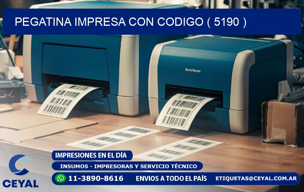 PEGATINA IMPRESA CON CODIGO ( 5190 )