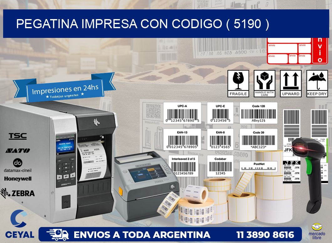 PEGATINA IMPRESA CON CODIGO ( 5190 )