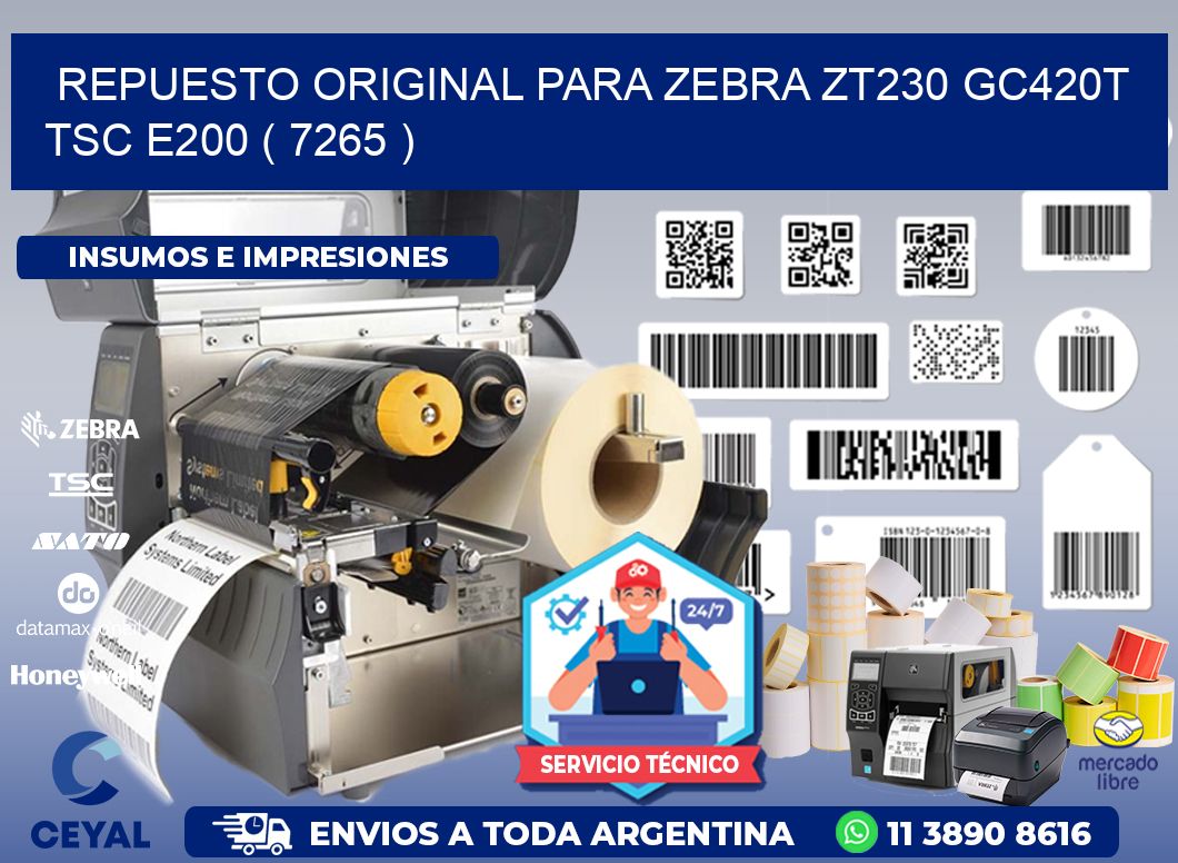 REPUESTO ORIGINAL PARA ZEBRA ZT230 GC420T TSC E200 ( 7265 )