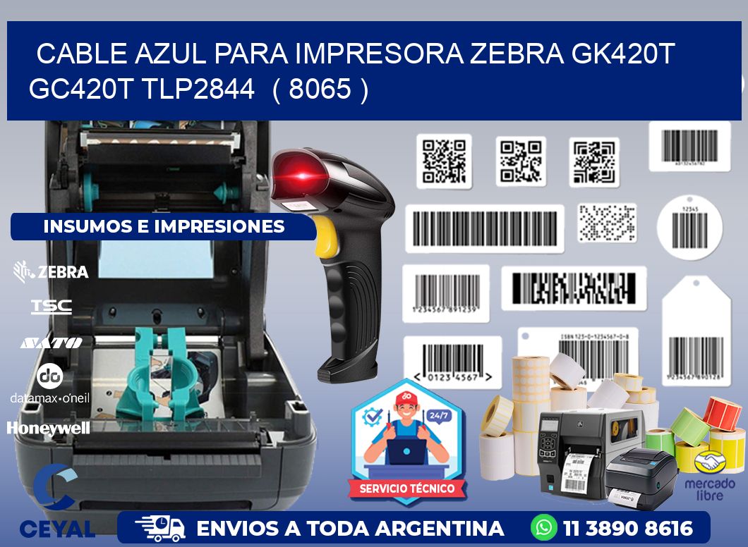 cable azul para impresora zebra GK420T GC420T TLP2844  ( 8065 )