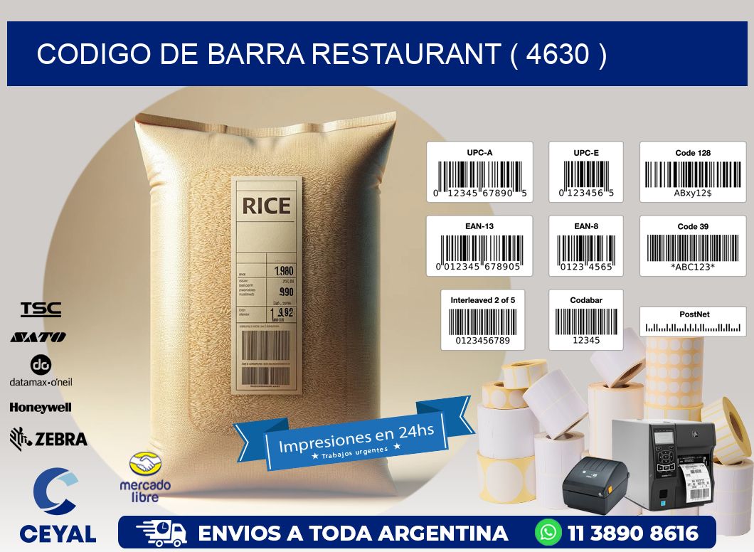 CODIGO DE BARRA RESTAURANT ( 4630 )