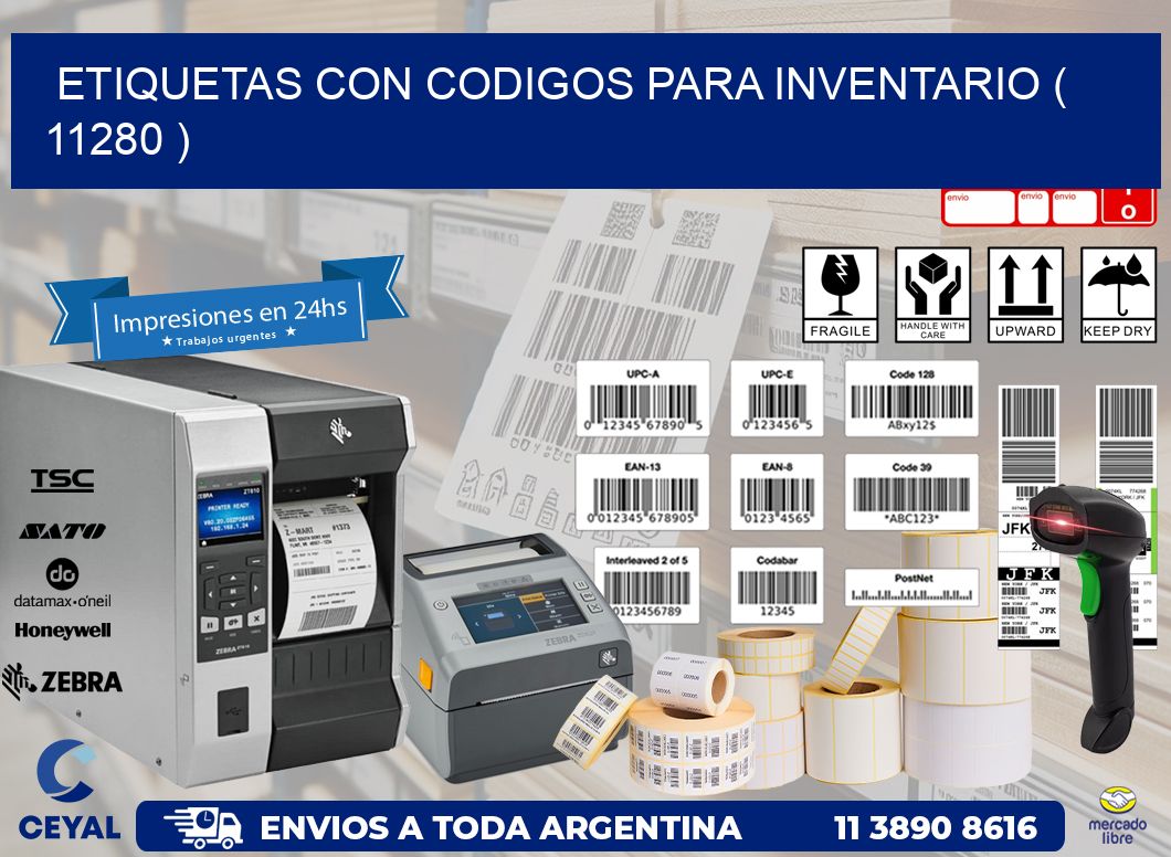 ETIQUETAS CON CODIGOS PARA INVENTARIO ( 11280 )