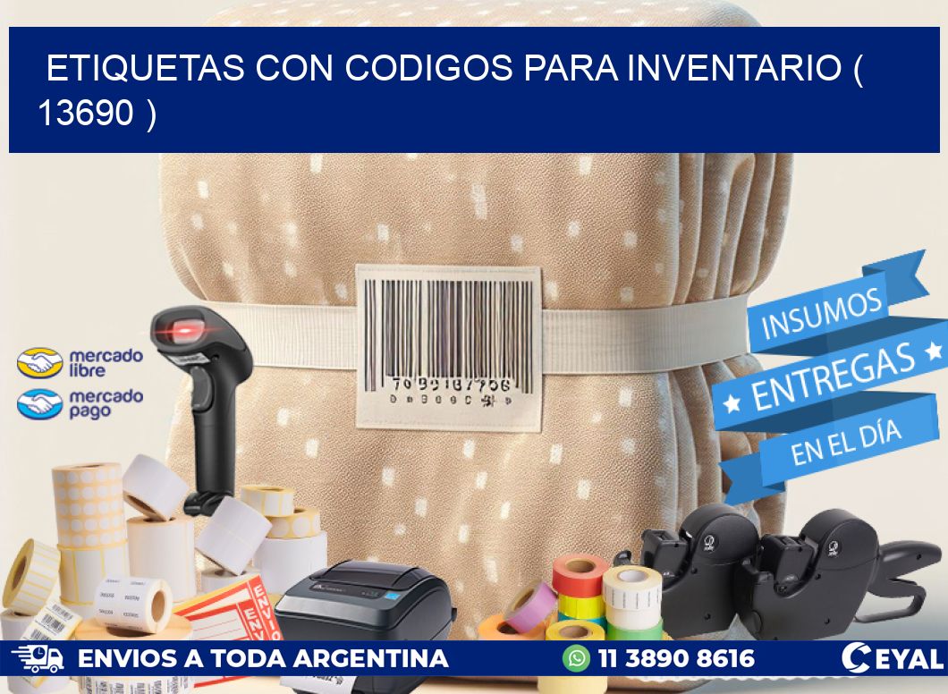 ETIQUETAS CON CODIGOS PARA INVENTARIO ( 13690 )