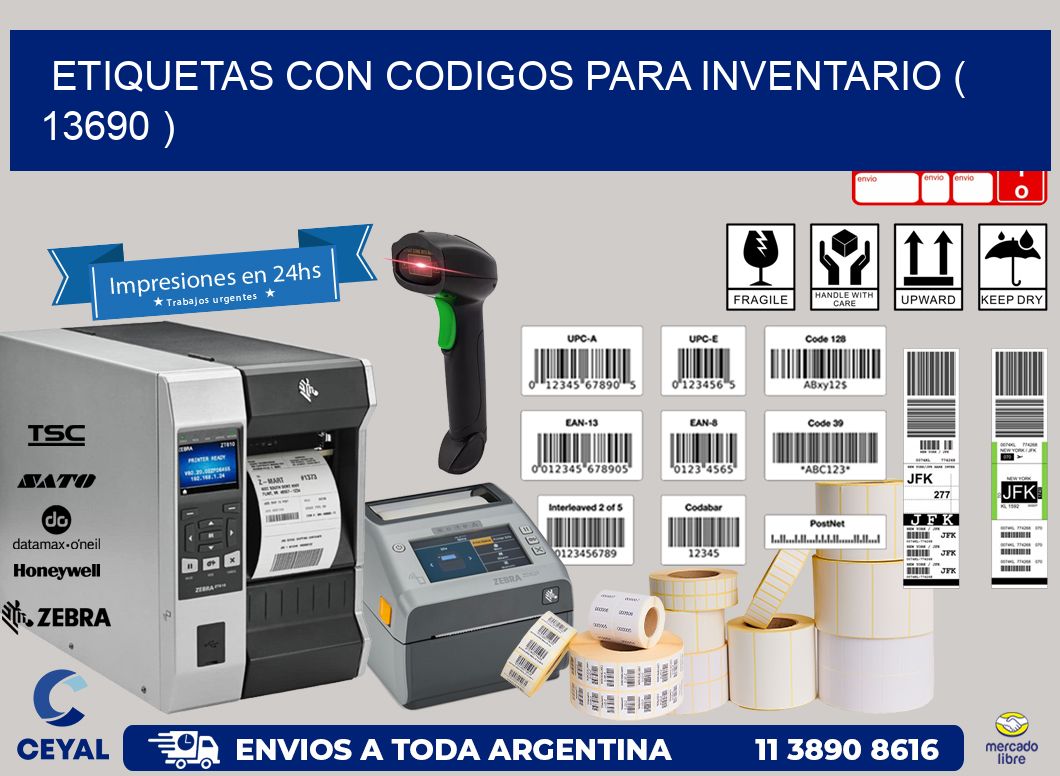 ETIQUETAS CON CODIGOS PARA INVENTARIO ( 13690 )