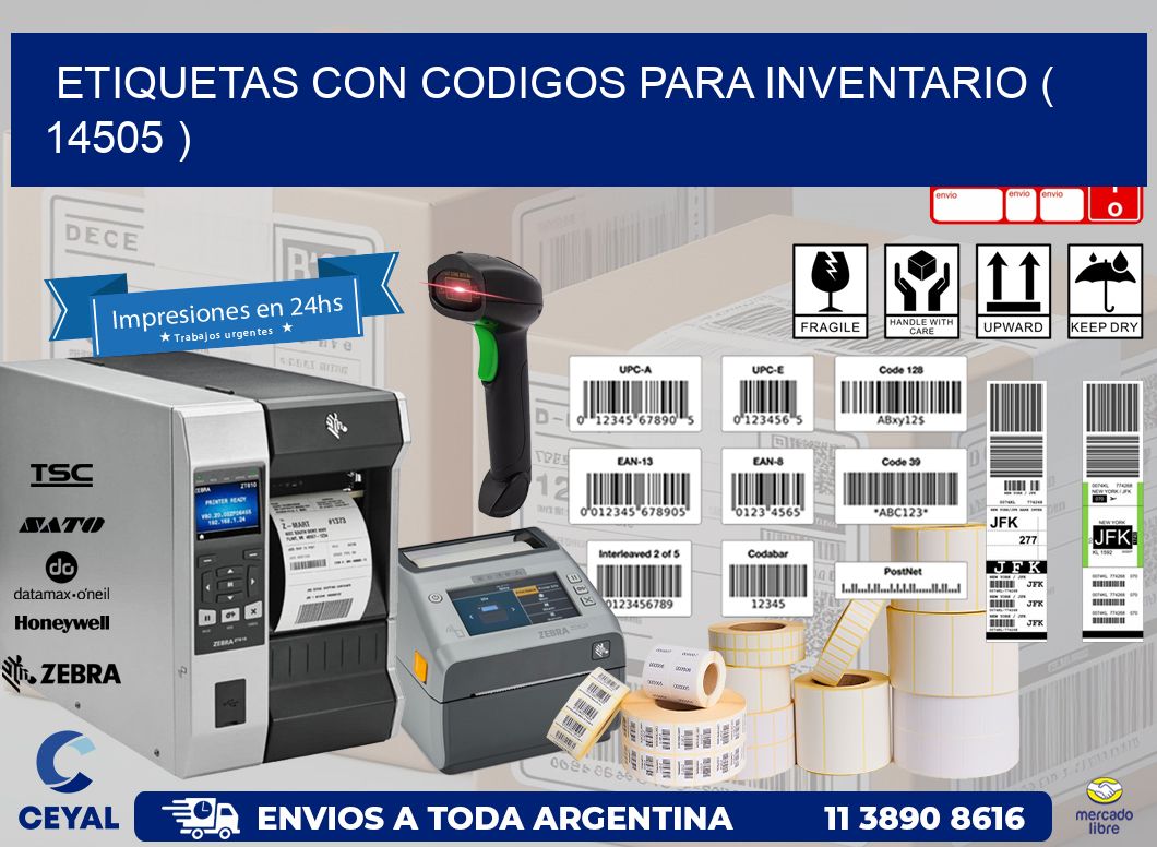 ETIQUETAS CON CODIGOS PARA INVENTARIO ( 14505 )