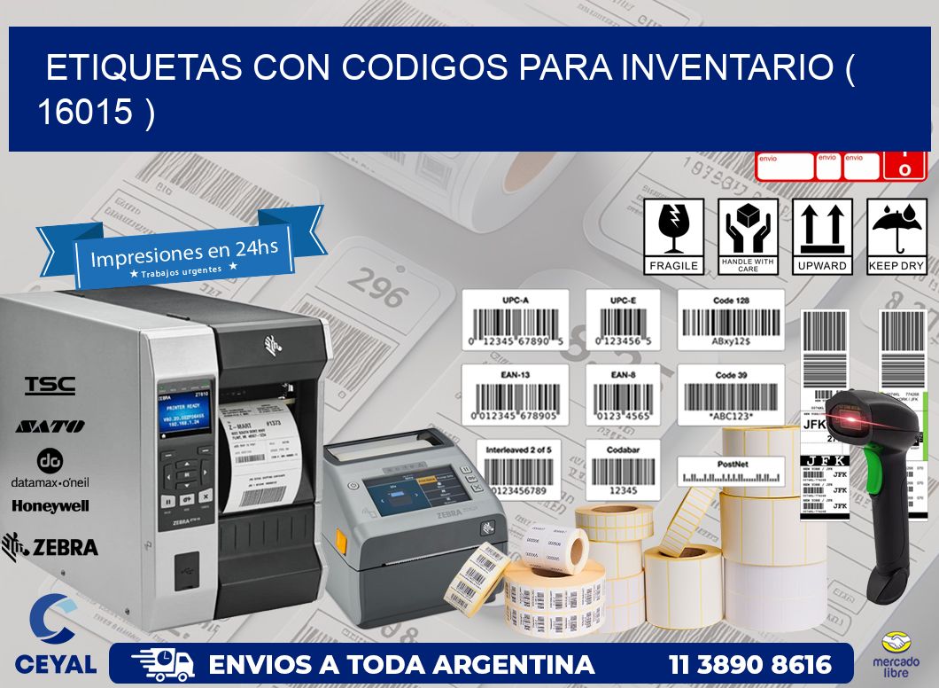 ETIQUETAS CON CODIGOS PARA INVENTARIO ( 16015 )