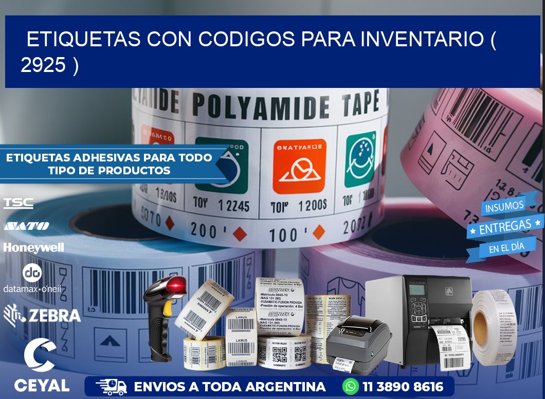 ETIQUETAS CON CODIGOS PARA INVENTARIO ( 2925 )