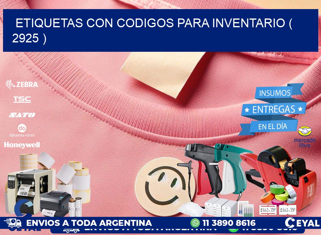 ETIQUETAS CON CODIGOS PARA INVENTARIO ( 2925 )