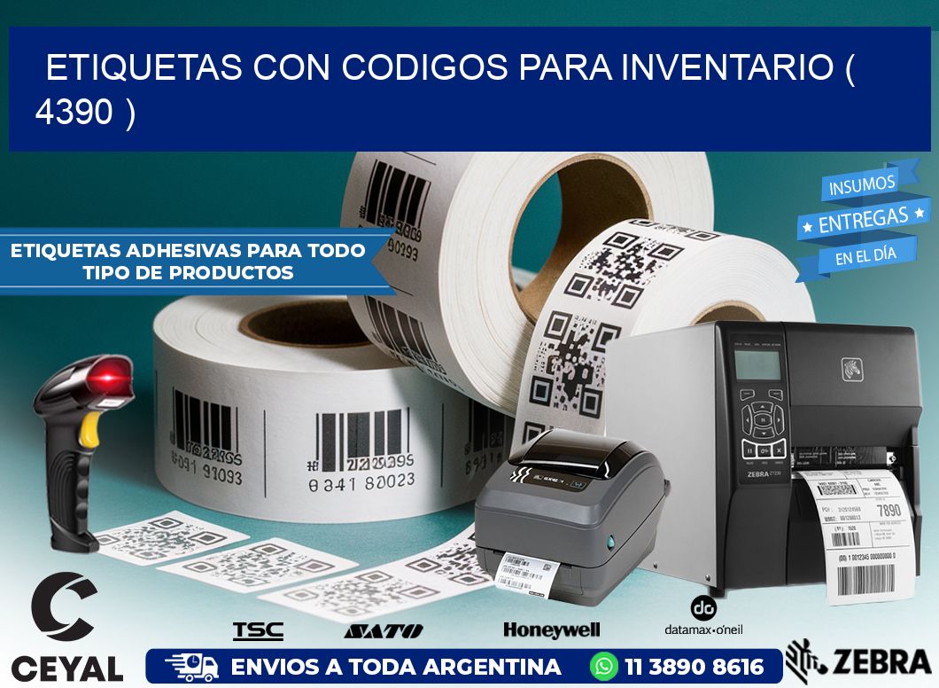 ETIQUETAS CON CODIGOS PARA INVENTARIO ( 4390 )