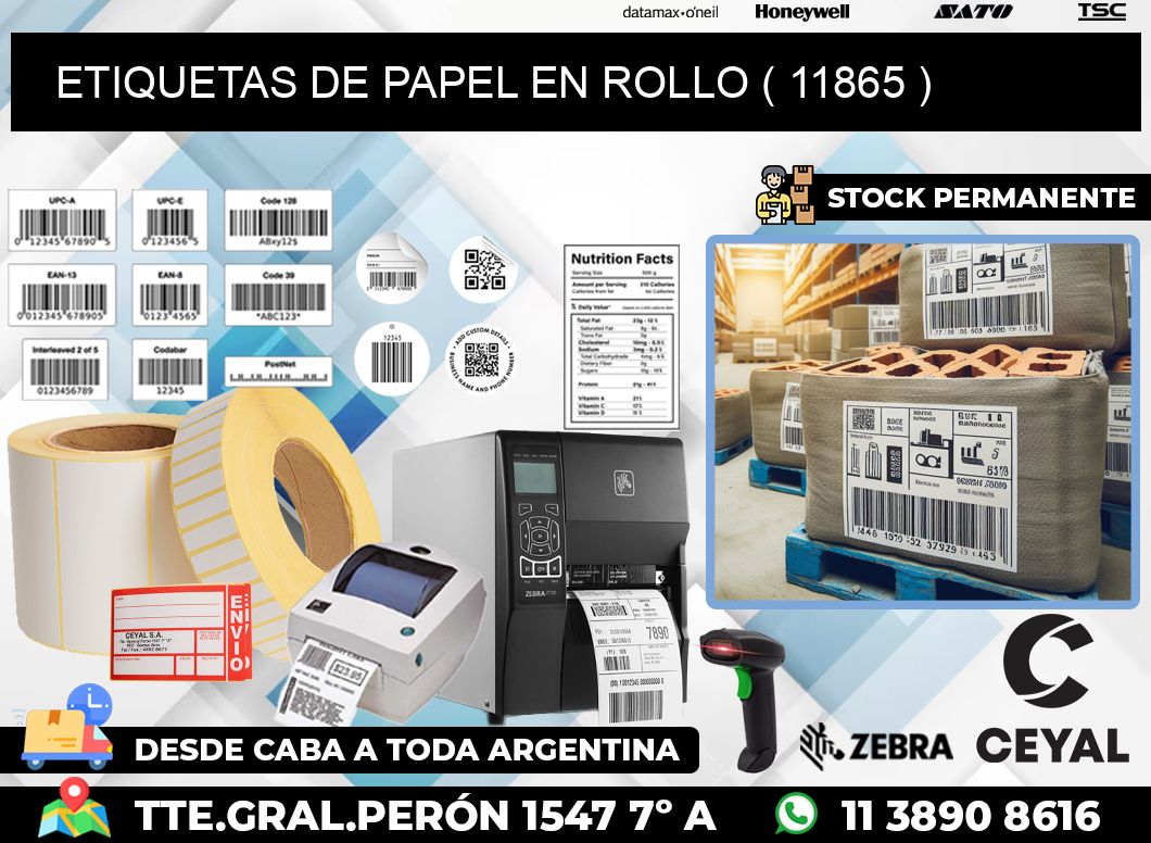 ETIQUETAS DE PAPEL EN ROLLO ( 11865 )