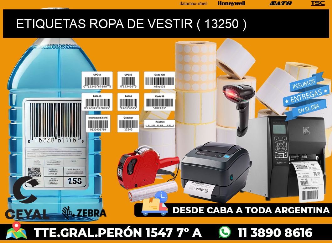 ETIQUETAS ROPA DE VESTIR ( 13250 )