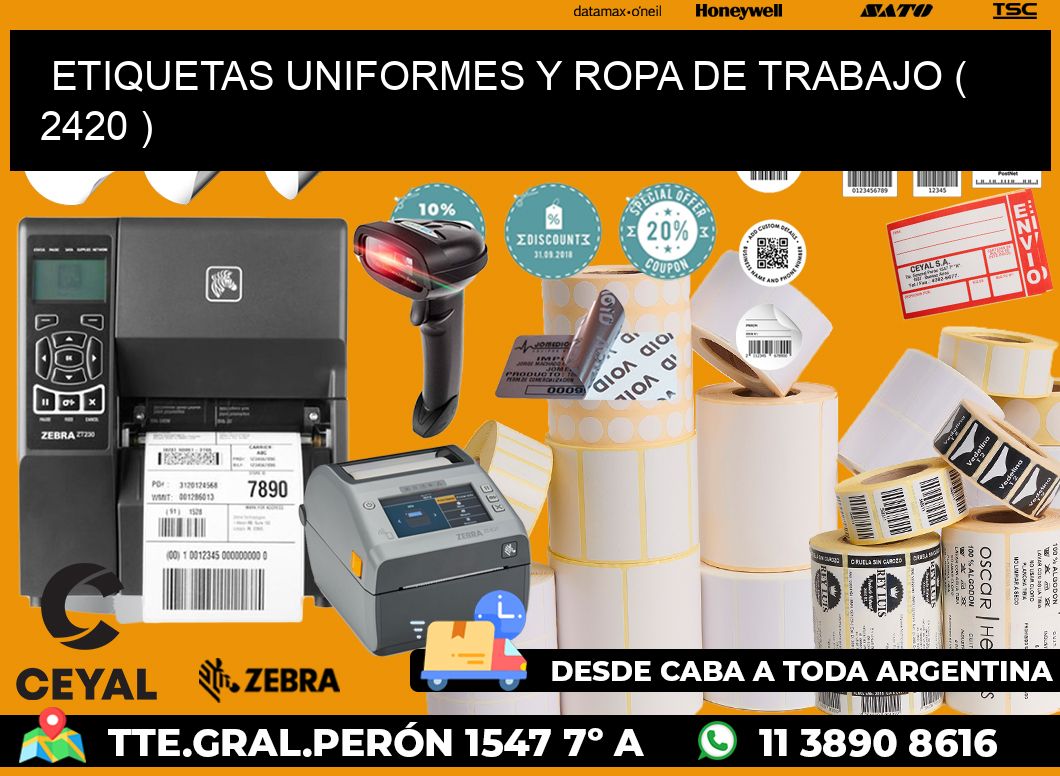 ETIQUETAS UNIFORMES Y ROPA DE TRABAJO ( 2420 )