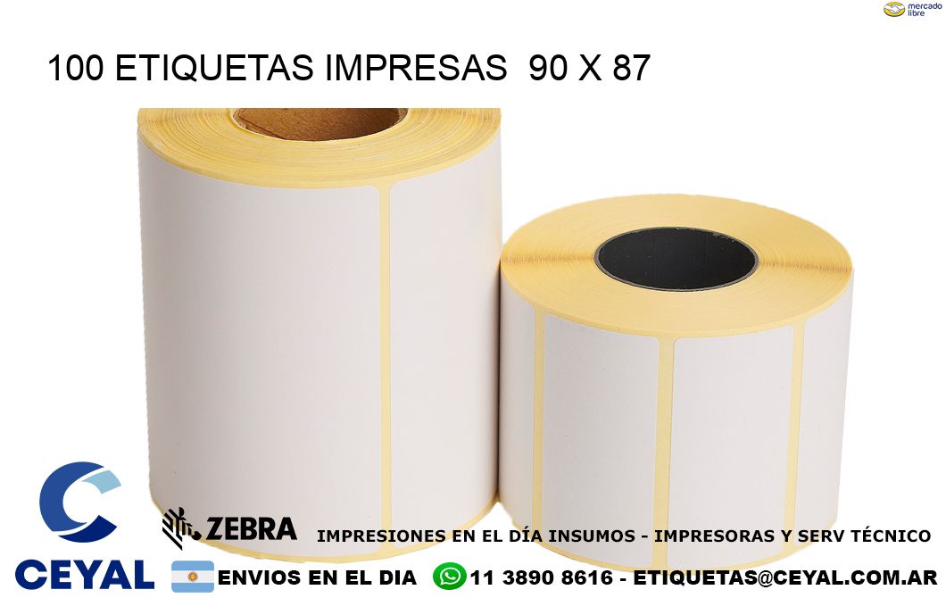 100 ETIQUETAS IMPRESAS  90 x 87