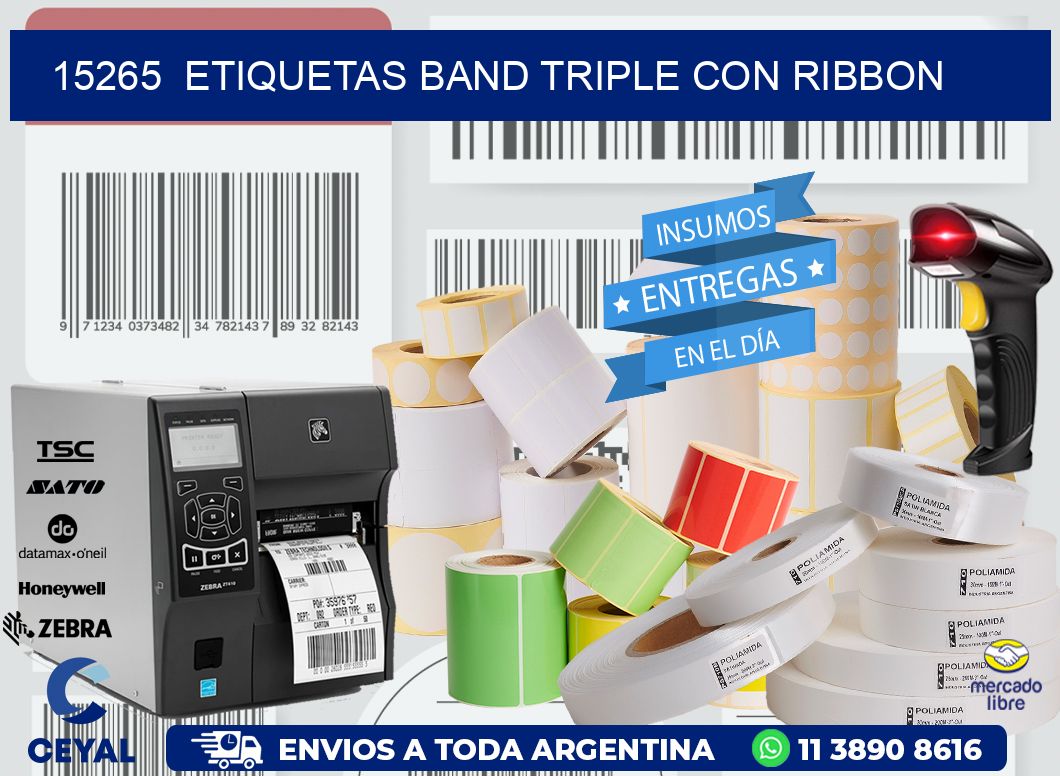 15265  ETIQUETAS BAND TRIPLE CON RIBBON