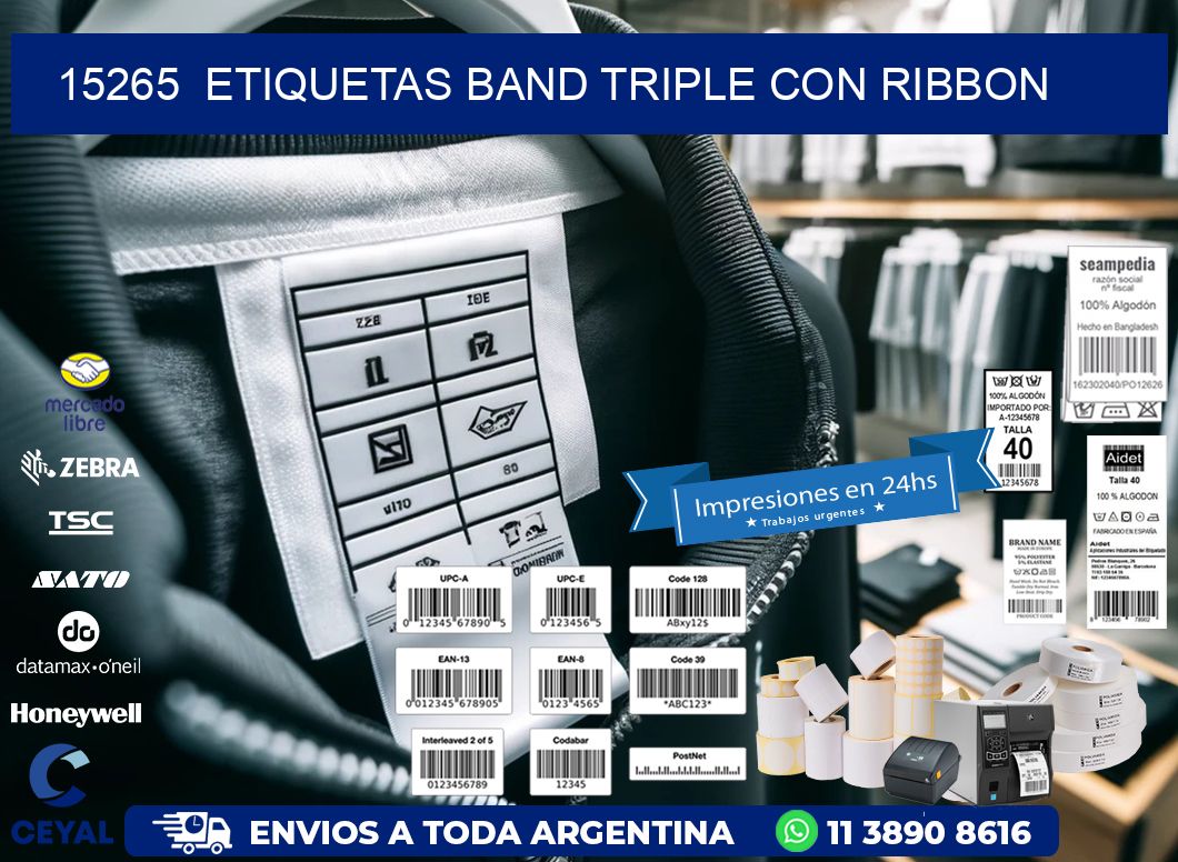 15265  ETIQUETAS BAND TRIPLE CON RIBBON