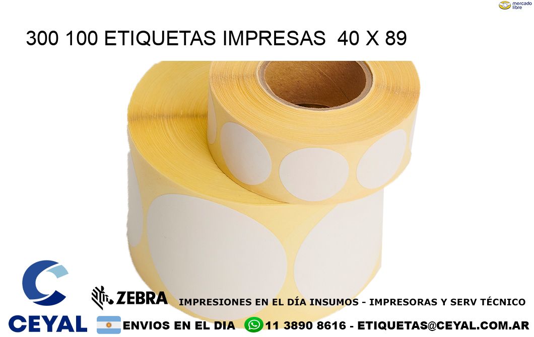 300 100 ETIQUETAS IMPRESAS  40 x 89