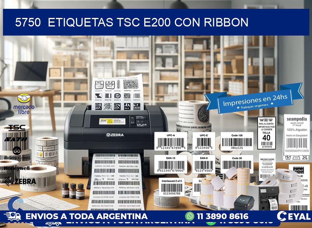 5750  ETIQUETAS TSC E200 CON RIBBON