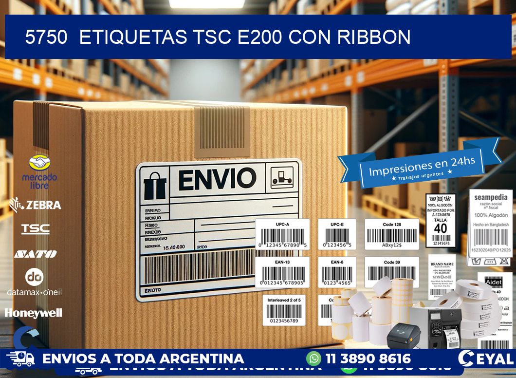 5750  ETIQUETAS TSC E200 CON RIBBON