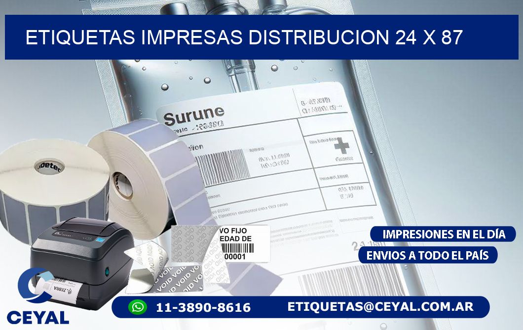 ETIQUETAS IMPRESAS DISTRIBUCION 24 x 87