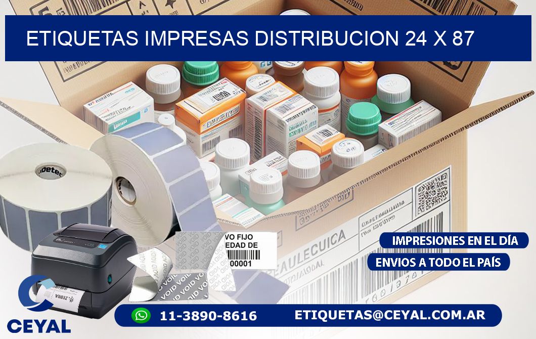 ETIQUETAS IMPRESAS DISTRIBUCION 24 x 87