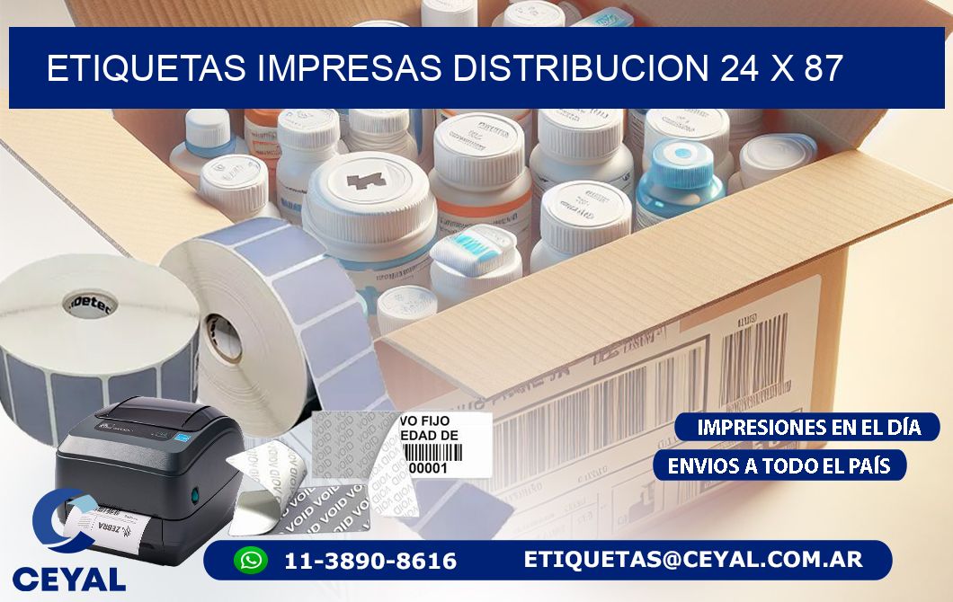 ETIQUETAS IMPRESAS DISTRIBUCION 24 x 87