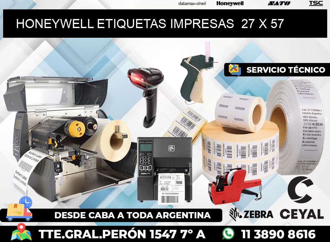 HONEYWELL ETIQUETAS IMPRESAS  27 x 57