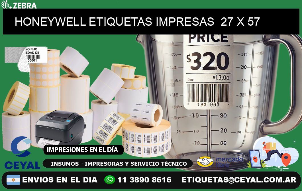 HONEYWELL ETIQUETAS IMPRESAS  27 x 57