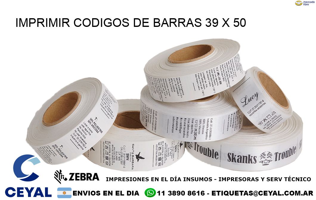 IMPRIMIR CODIGOS DE BARRAS 39 x 50