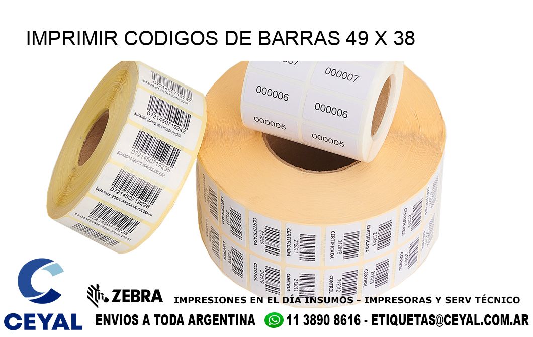 IMPRIMIR CODIGOS DE BARRAS 49 x 38