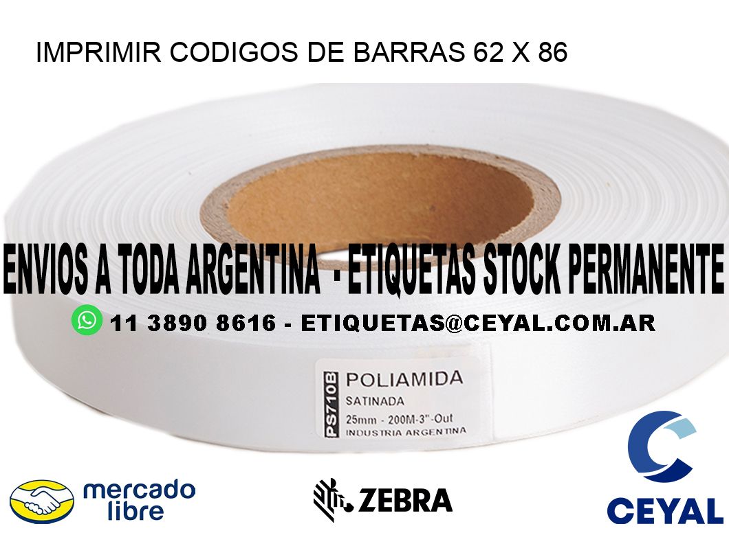 IMPRIMIR CODIGOS DE BARRAS 62 x 86