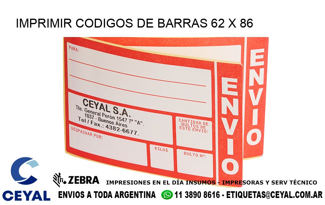 IMPRIMIR CODIGOS DE BARRAS 62 x 86