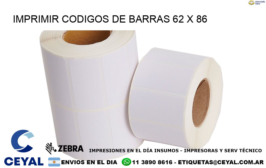 IMPRIMIR CODIGOS DE BARRAS 62 x 86