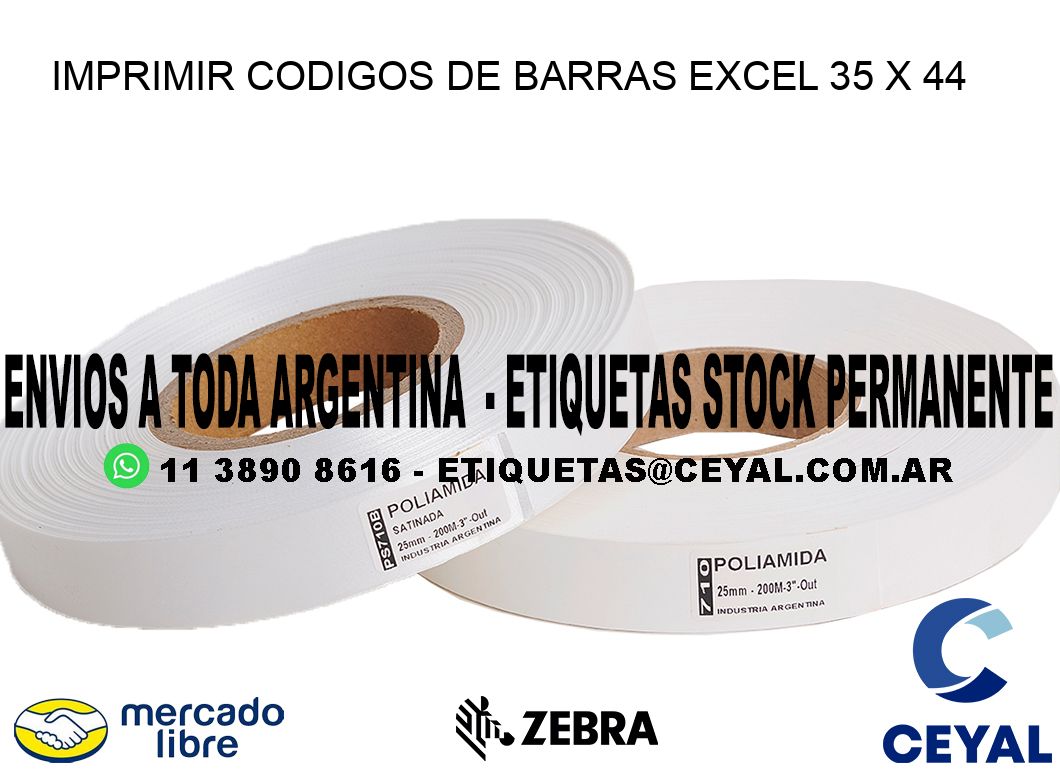 IMPRIMIR CODIGOS DE BARRAS EXCEL 35 x 44