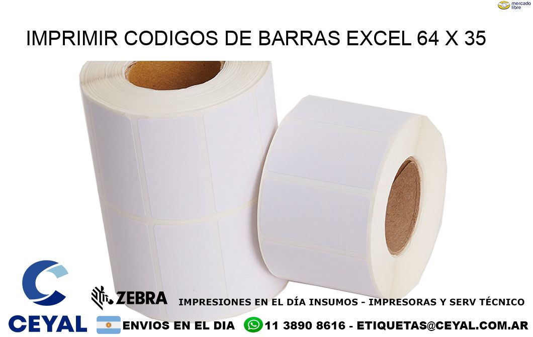 IMPRIMIR CODIGOS DE BARRAS EXCEL 64 x 35