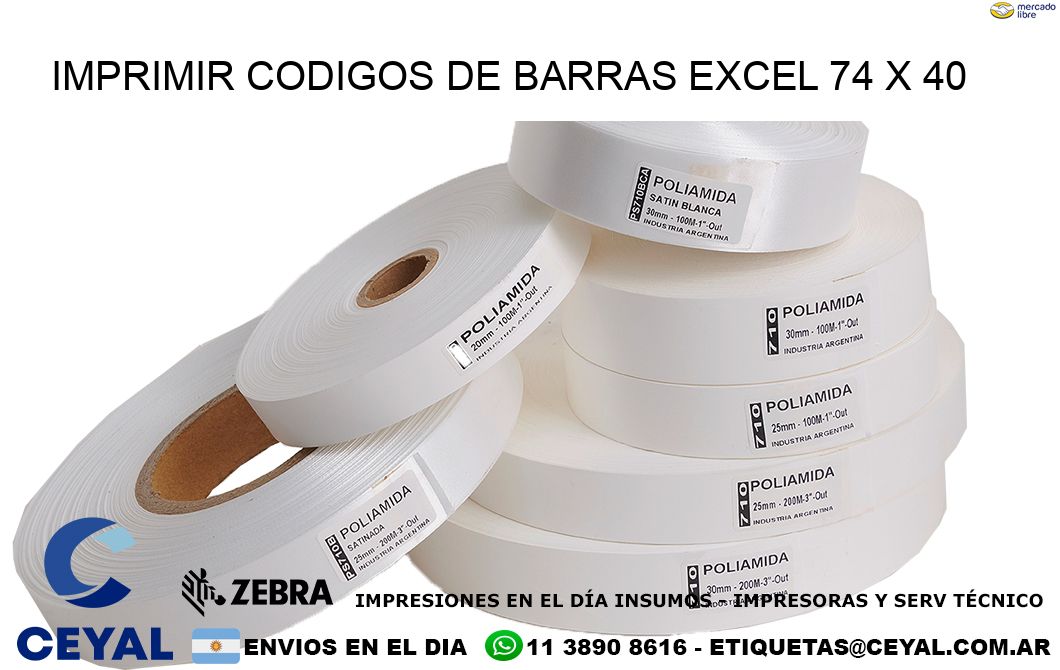 IMPRIMIR CODIGOS DE BARRAS EXCEL 74 x 40