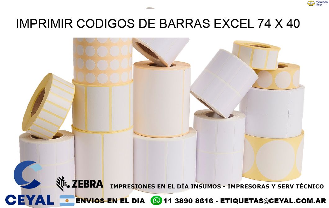 IMPRIMIR CODIGOS DE BARRAS EXCEL 74 x 40